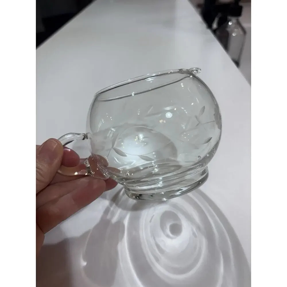 Princess House Heritage Crystal Etched Creamer 3.5